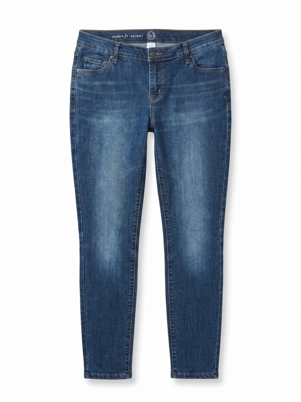 Dressbarn W62 Westport Modern Fit Skinny Jeans Medium Wash Fading Stretch Sz 6